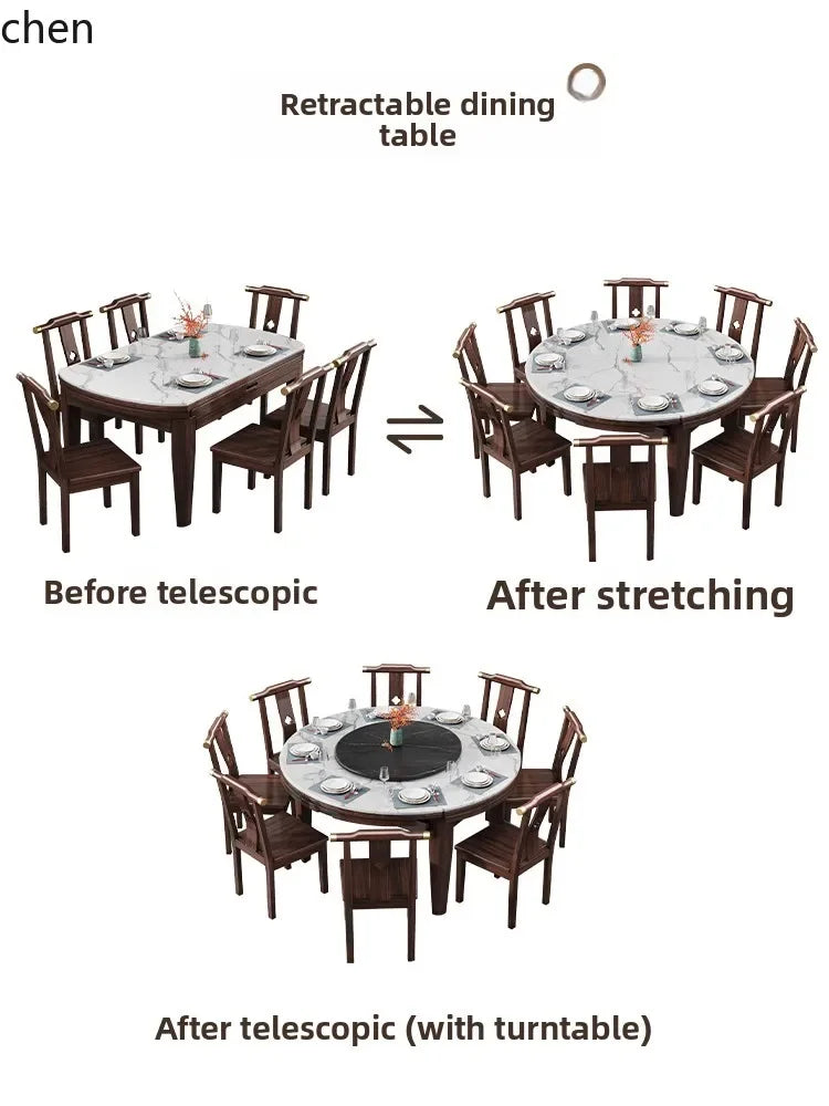 AB rock slab folding dining table telescopic combination purple gold sandalwood small apartment household round dining table