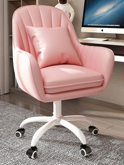 Cute Desk Chair For Girls Pink Ergonomic Computer Swivel Chair Adjustable Height Plush Padded Study Chair Bedroom Dorm Office
