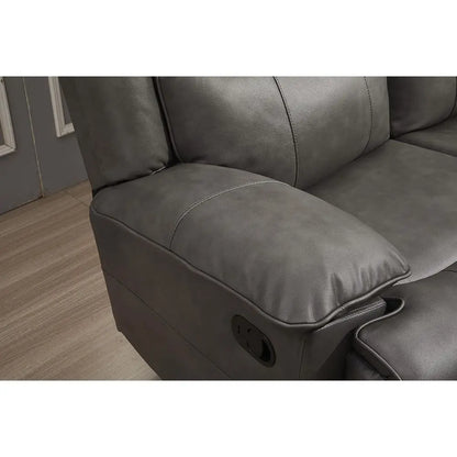 Bonded Leather Reclining Soa Couch Set Living Room Set 8006 (Grey, Soa)