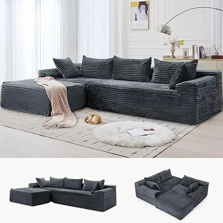L-Shape Modular Sectional Sofa for Living Room, Comfortable Cloud-Like Couch with Chaise
