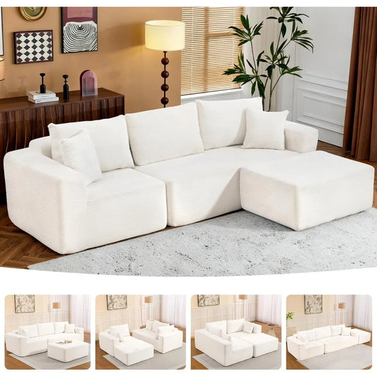 2025 New 108-inch Cloud Sofa Set, Modular Sofa with L-shaped Chaise Longue, Deep Seat Modular Sofa Set