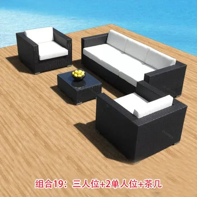 Outdoor rattan sofa combination living room rattan chair sofa outdoor rattan sofa courtyard balcony leisure