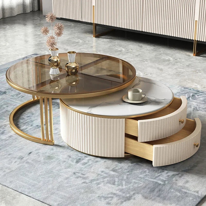Commercial Rock Board Light Luxury And Simple Modern Small Unit Living Room Glass Coffee Table Table