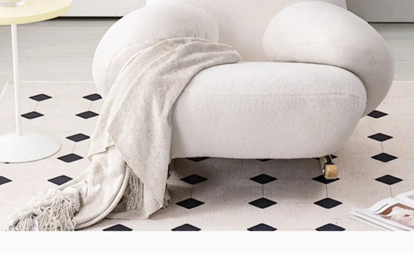 A  New Arrivals White Rocking Chair Living Room Adult Recliner Home Lounge Sofa Chair Lambswool Rocking Chair