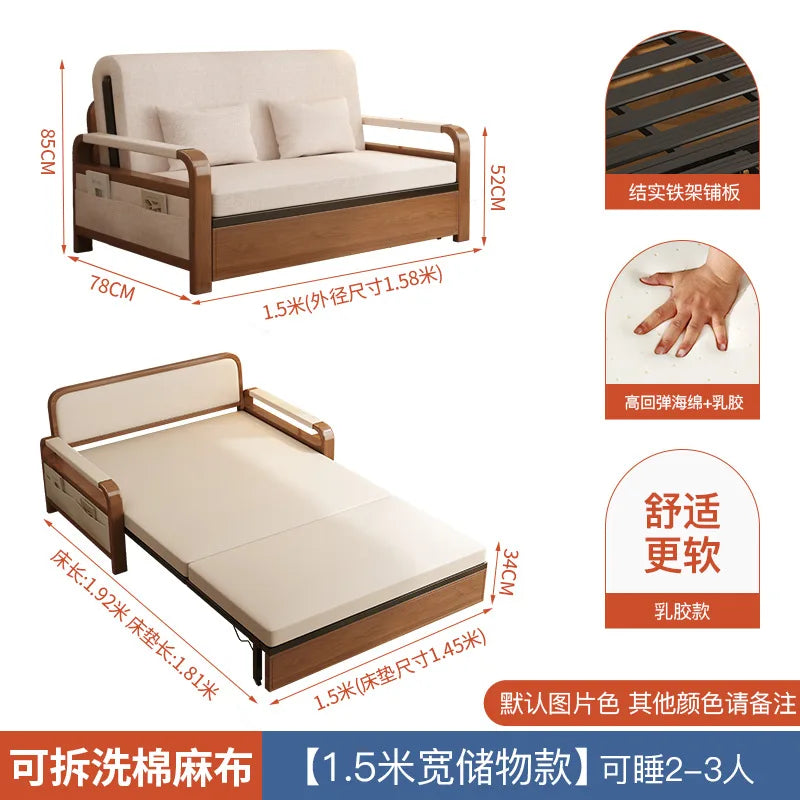Light luxury home living room balcony folding sofa bed, single double multi functional telescopic bed