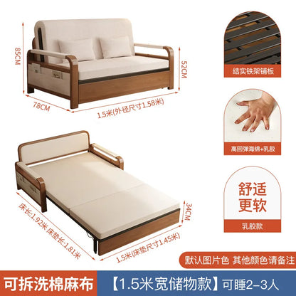 Light luxury home living room balcony folding sofa bed, single double multi functional telescopic bed