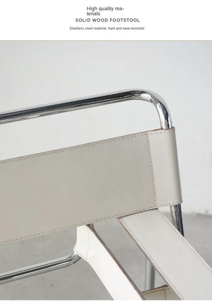 MOMO Chair Lazy Sofa Scandinavian Saddle Leather Single Chair Stainless Steel Leisure Single Sofa Chair Lounge Chair