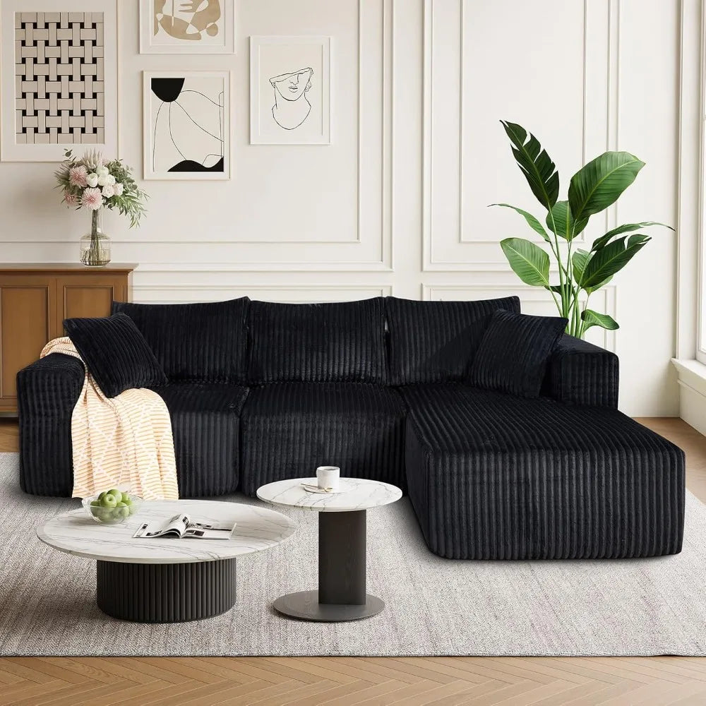 102" Modern Modular Sectional Sofa,Cloud Sectional Couch with Chaise,Deep Seat Boneless Sofa,Comfy Upholstered L-Shape Couch