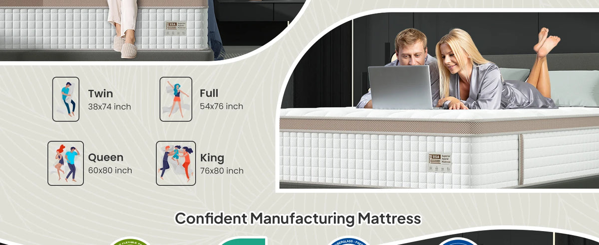 BedStory 14'' Full/King/Queen Size Mattress, Luxury Hybrid Mattress, Gel Memory Foam & Pocket Springs, Manufactured in USA