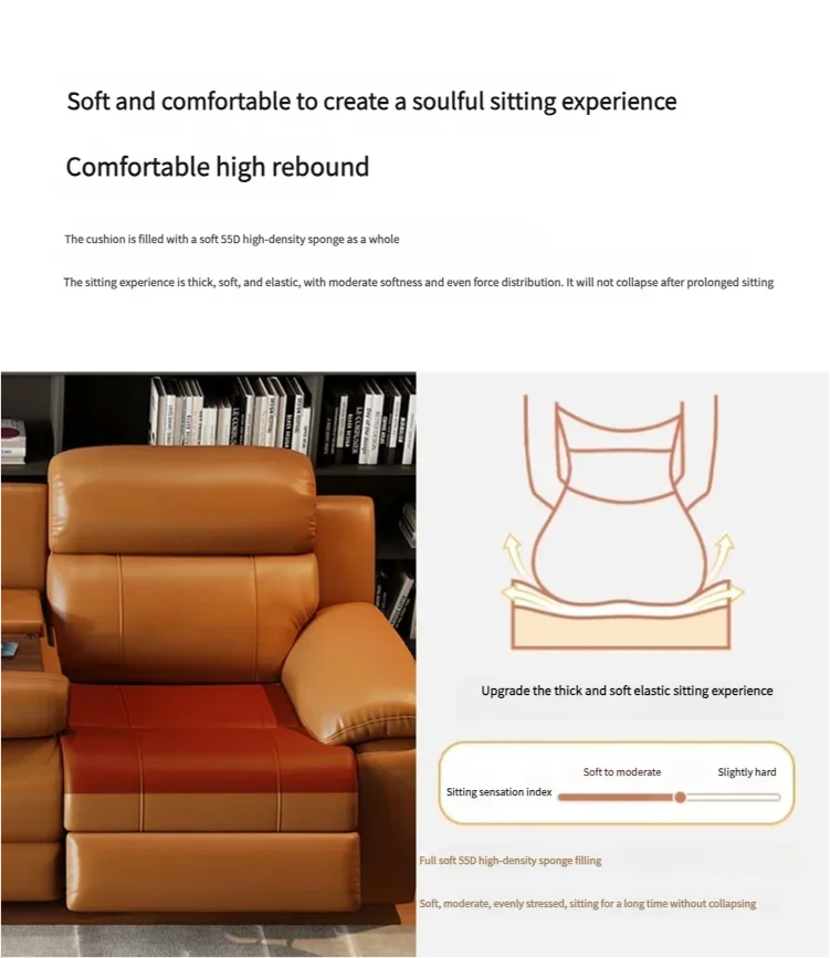 Relaxing Genuine Leather Sofa Living Room Electric Reclining Italian Sofa Lounge Luxury Divani Da Soggiorno Apartment Furniture