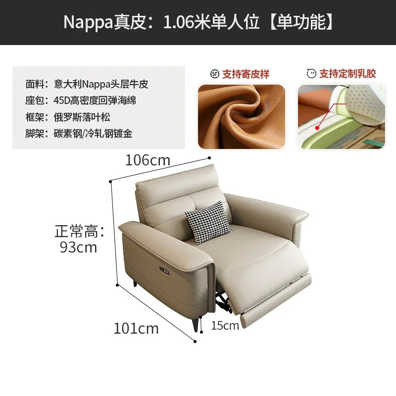 Vintage European Reclining Sofa Leather Office Designer Italiano Couch Adjustable Height Adults Sofa Inflavel Indoor Furniture