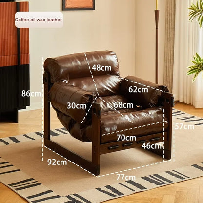 Solid Wood Single Sofa Chair with Modern Design Net Red Medieval Leisure Style for Home Furniture Jersey Living Room Chair