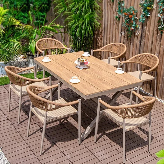 Courtyard Balcony Outdoor Tables Rattan Chair Modern Luxury Nordic Outdoor Tables Minimalist Backyard Arredo Giardino Furniture