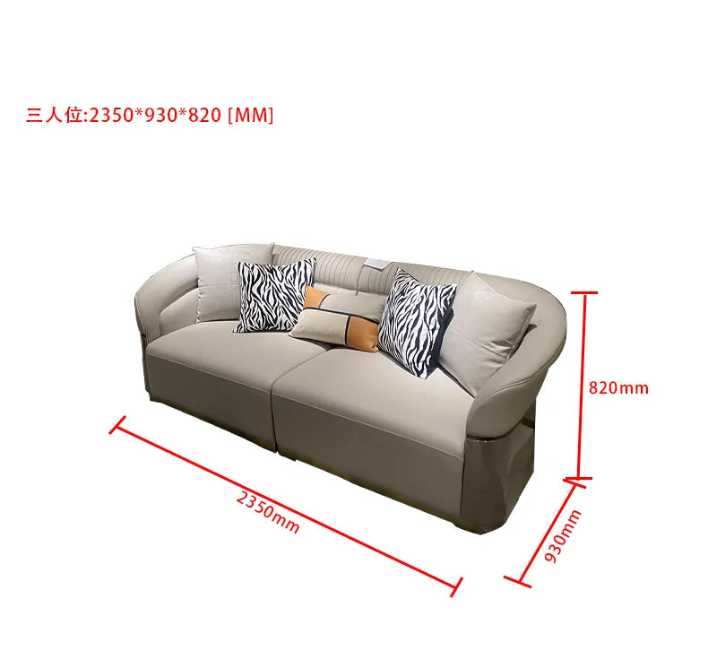 pg55Italian Style Light Luxury Genuine Leather Sofa Villa Living Room Large and Small Suite Combination