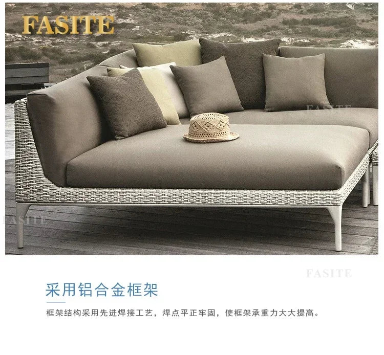 Rattan Sofa Nordic Villa Area Courtyard Outdoor Sofa Furniture Model Room Outdoor Soft Decoration Bed Recliner Waterproof