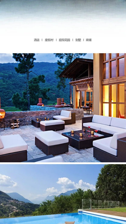 Outdoor sofa combination courtyard garden balcony rattan table and chairs terrace waterproof and sun protection outdoor