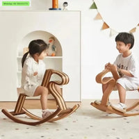 Solid wood color matching parent-child rocking horse chair Nordic light luxury toy birthday gift adults can sit