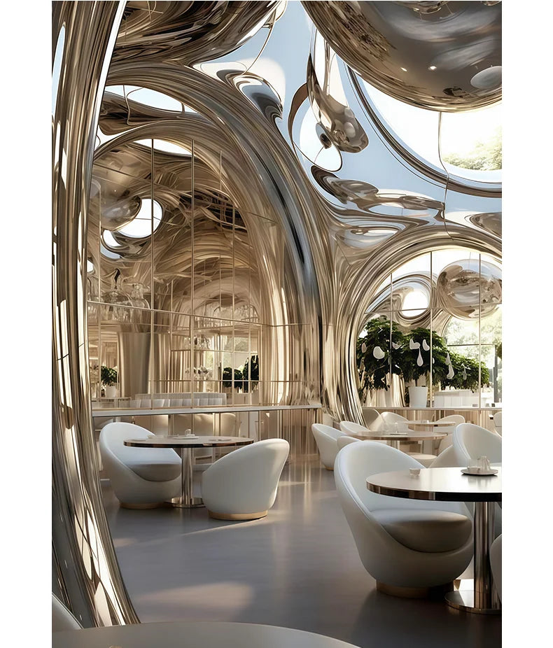 Steel and wood art light luxury dining tables and chairs, art luxury international pavilion furniture