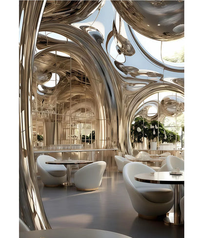 Steel and wood art light luxury dining tables and chairs, art luxury international pavilion furniture