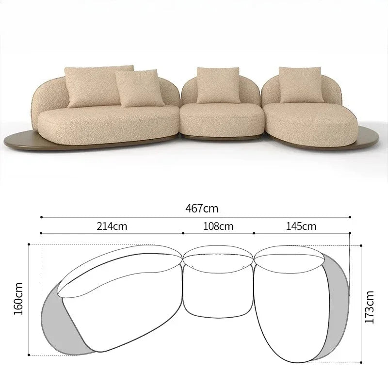 Living Room Coffee Table Designer Creative Three-person Log Style Furniture Modern Simple Modern Morocco Fabric Sectional Sofas