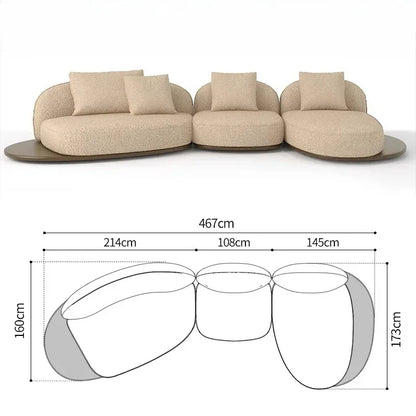Living Room Coffee Table Designer Creative Three-person Log Style Furniture Modern Simple Modern Morocco Fabric Sectional Sofas