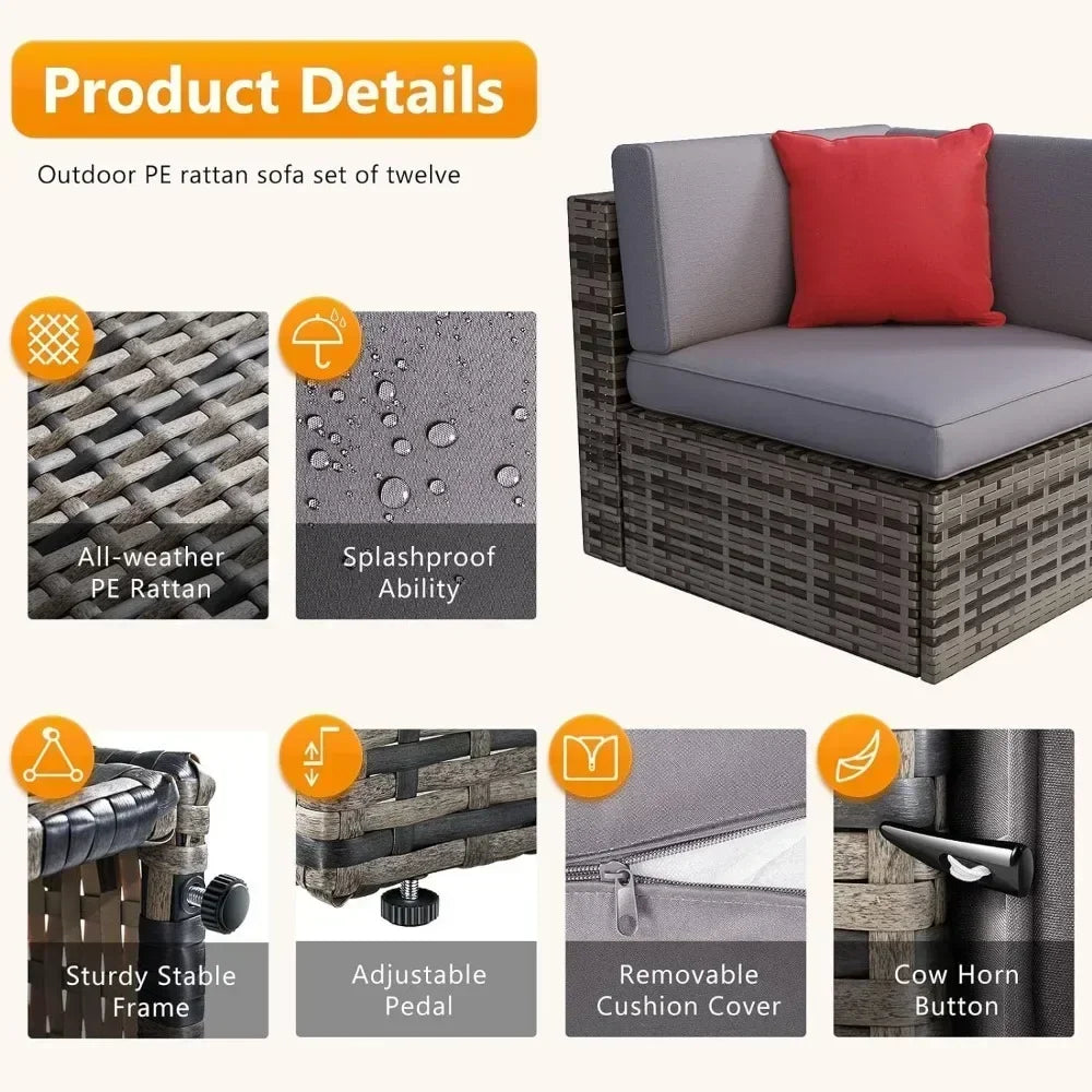 /Outdoor Patio Furniture 8 Pieces Set with 40