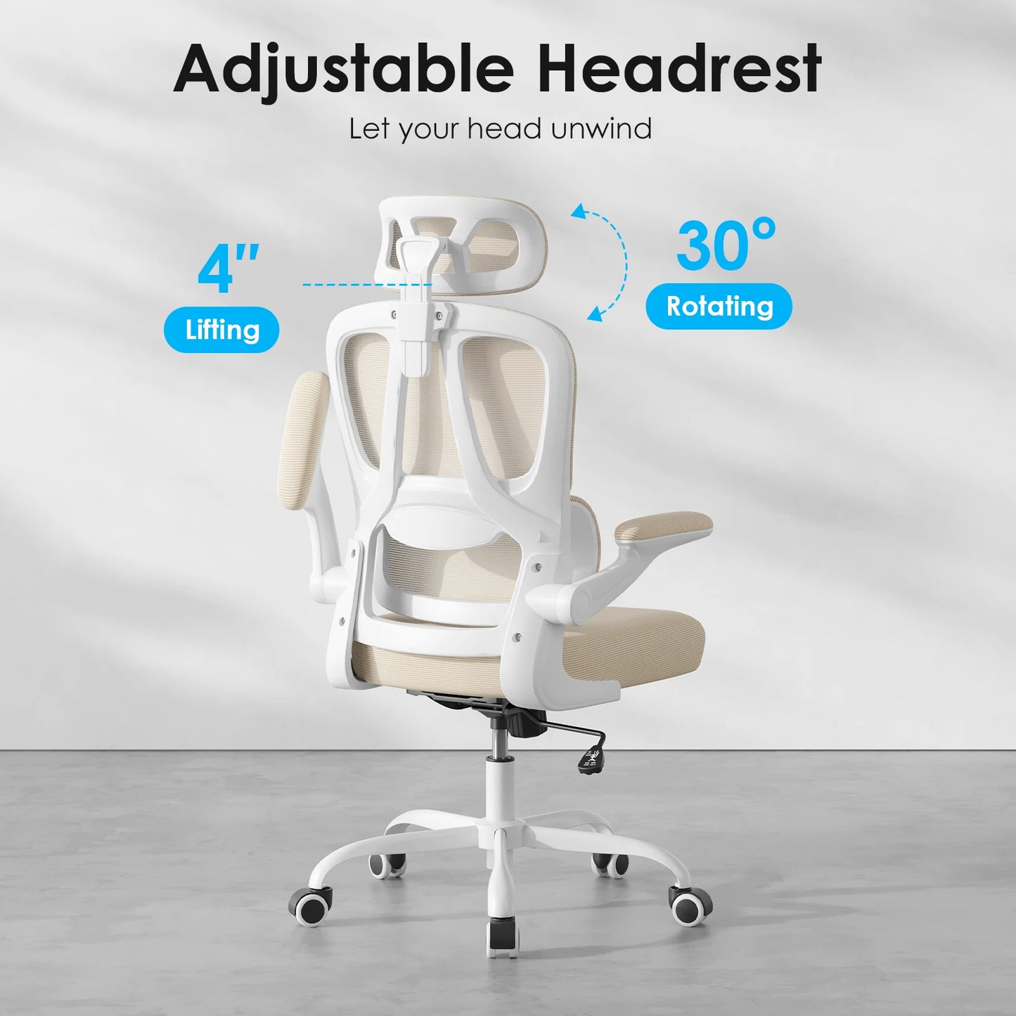 Farini Ergonomic Office Chair, Home Office Desk Chair with Lumbar Support & Headrest, High Back Computer Chair for Work, Study