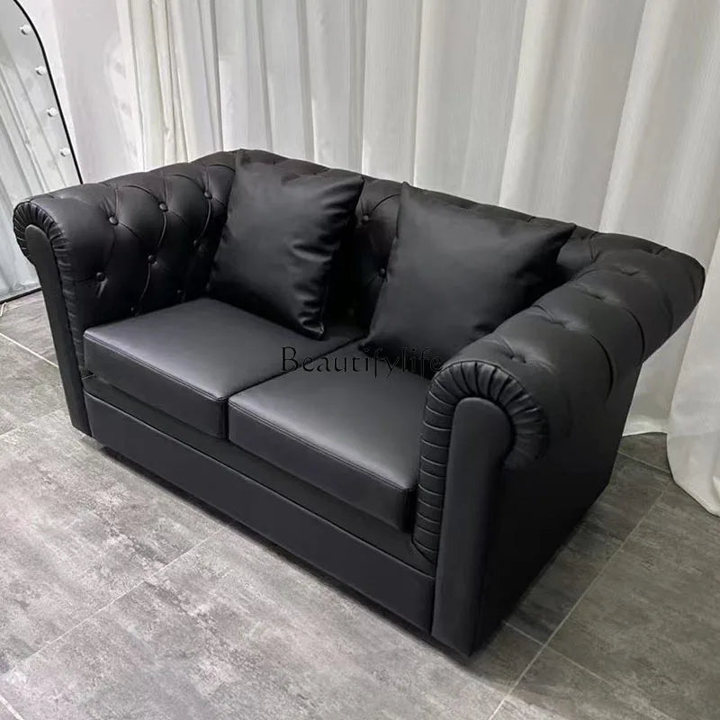 *Hair salon waiting chair Clothing store sitting area Stainless steel gold-plated sofa waiting area Long chair