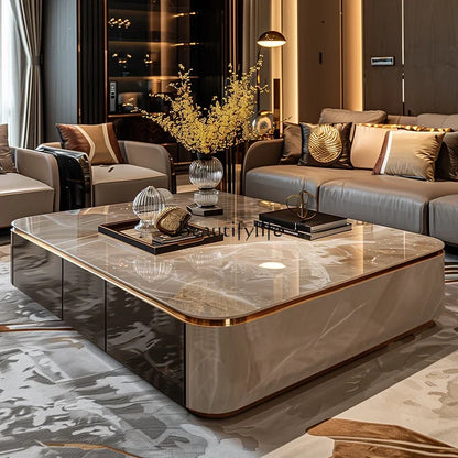 l*Light luxury large coffee table microcrystalline stone modern large apartment flat marble 2025 new