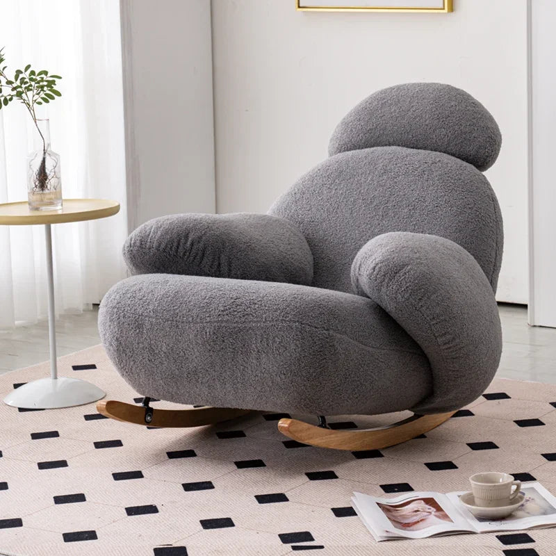 Big white Internet celebrity rocking chair lazy sofa single rocking cream living room lazy chair simple balcony bedroom