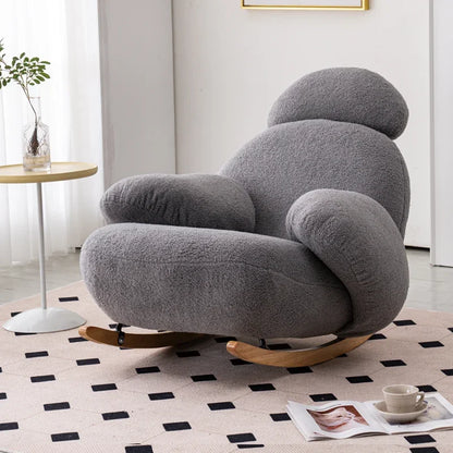 Big white Internet celebrity rocking chair lazy sofa single rocking cream living room lazy chair simple balcony bedroom