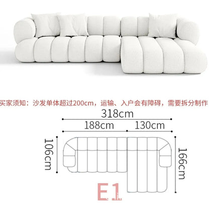 Living room cloud fabric sofa size apartment