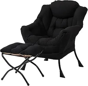 Lazy Chair with Ottoman, Modern Accent Leisure Upholstered Lazy Sofa , Contemporary Lounge Reading Chair with Armrests