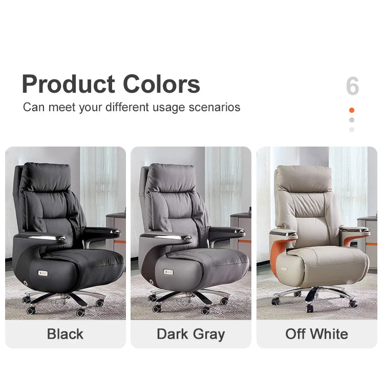 Contemporary Executive Recliner Chair Luxury Black Synthetic Leather Office Furniture Massage Feature for Boss Office Workers