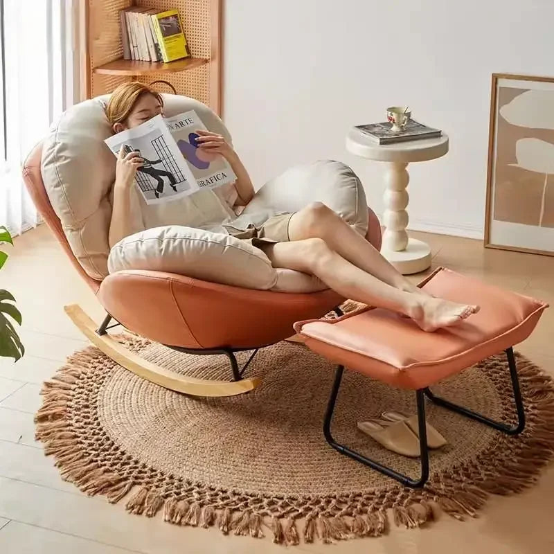 Simple Recliner Wooden Chair Accent Nordic Cheap Bedroom Rocking Living Room Chairs Designer Comfy Fotele Do Salonu Furniture