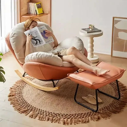 Simple Recliner Wooden Chair Accent Nordic Cheap Bedroom Rocking Living Room Chairs Designer Comfy Fotele Do Salonu Furniture