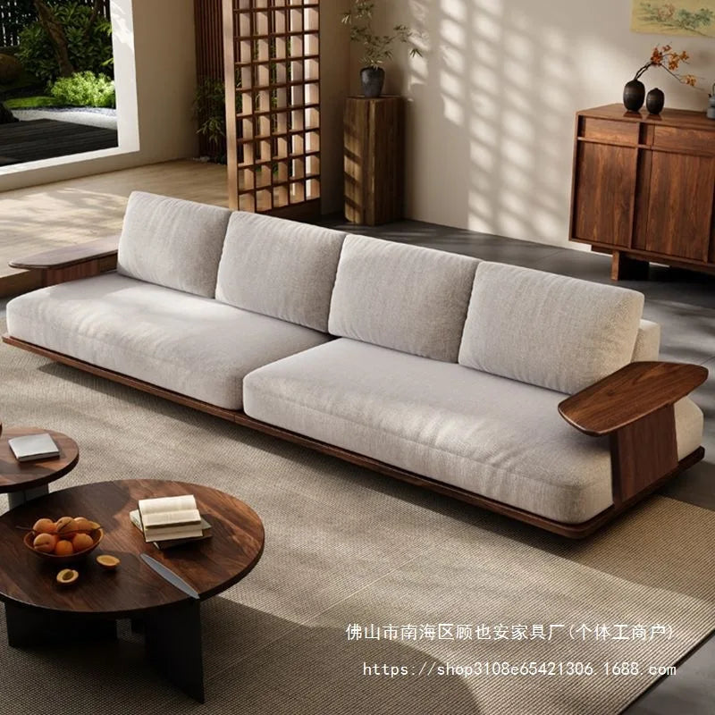 Sofa black walnut solid wood Italian minimalist living room