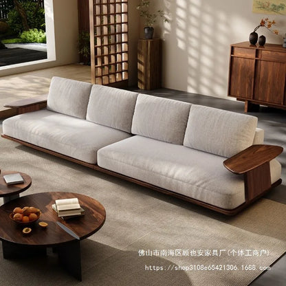 Sofa black walnut solid wood Italian minimalist living room