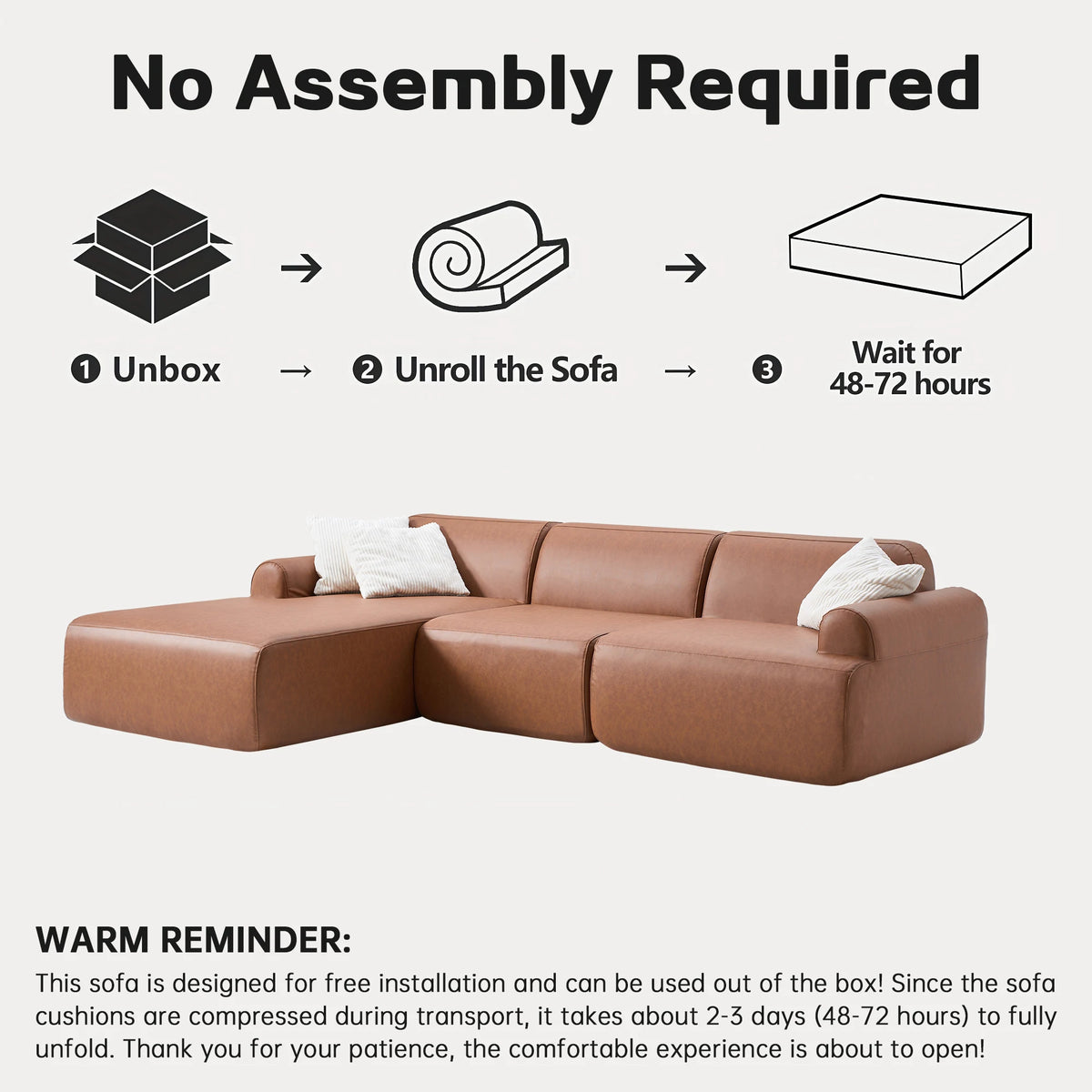 Segmented Seating L-shaped oversized modular leather segmented sofa, leather deep seat m ...