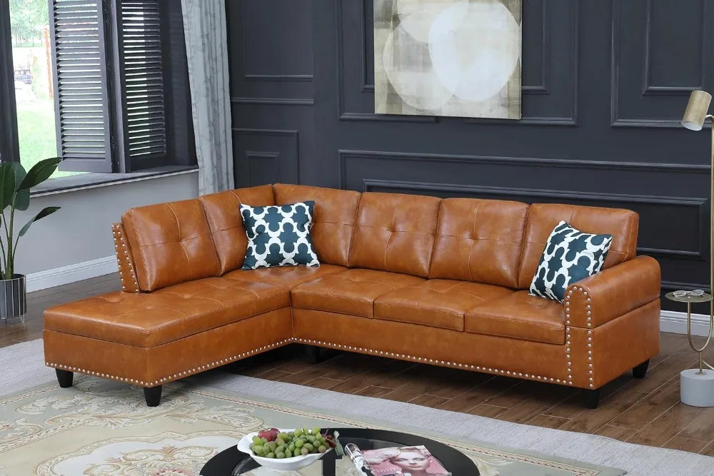 2-Piece Faux Leather Sectional Sofa - Stylish and Comfortable Living Room Furniture Set