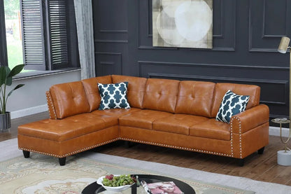 2-Piece Faux Leather Sectional Sofa - Stylish and Comfortable Living Room Furniture Set