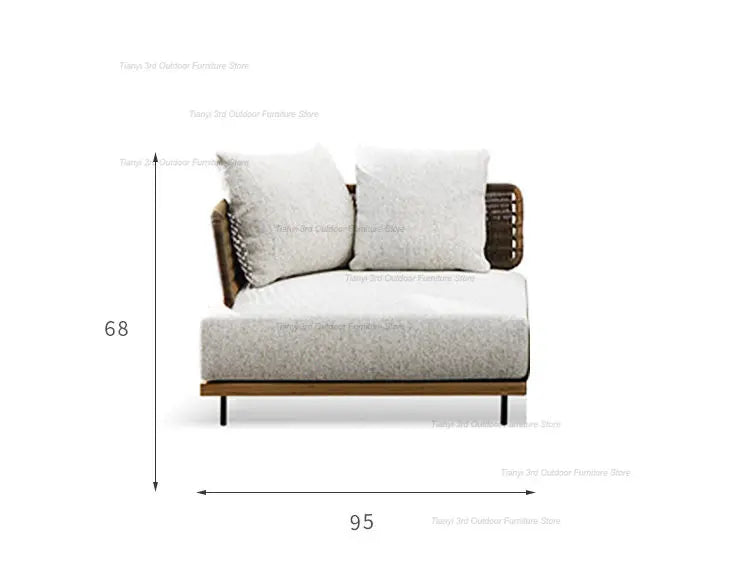Italian Style Courtyard Villa Solid Wood Garden Sofas Rattan Weaving Modern Garden Sofa Simplicity Outdoor Furniture Divano FYOS