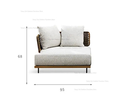 Italian Style Courtyard Villa Solid Wood Garden Sofas Rattan Weaving Modern Garden Sofa Simplicity Outdoor Furniture Divano FYOS