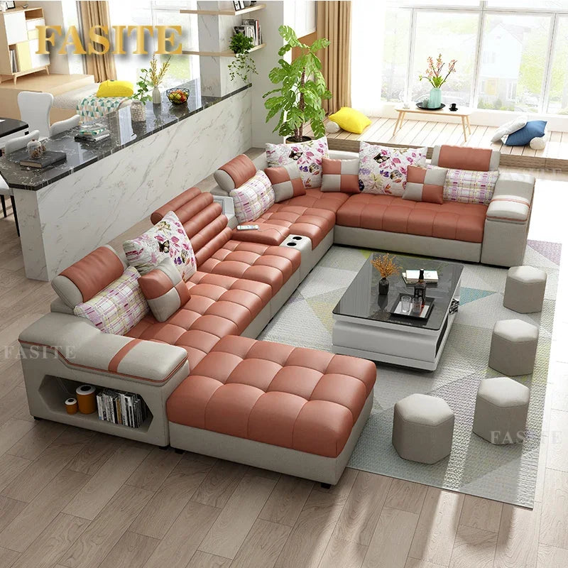 Removable and Washable Latex Free Wash Technology Fabric Sofa Combination Simple Living Room, Living Room Furniture