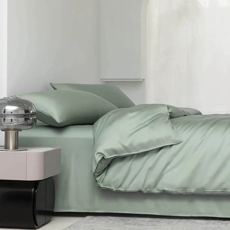 100% Mulberry Silk Bedding Set Solid Color Natural Silk Duvet Cover Set Twin King Queen Size Bed 3pcs/4pcs/5pcs Bed Sheet Set