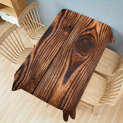 1pc Imitation Wood Grain Table Cover Retro Farm Wood Decoration Birthday Party Restaurant and Holiday Durable Stylish Tablecloth