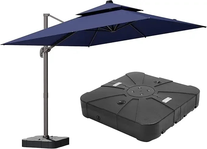 Large 9' X 12' Cantilever Patio Umbrella with 360° Rotation Heavy Duty Windproof Double Top Outdoor Rectangular Offset Umbrella