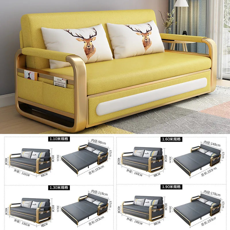 Dual-purpose simple multi-functional storage sofa bed retractable small apartment living room push-pull single double technology