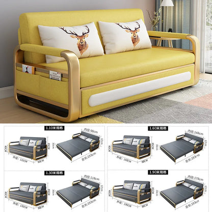 Dual-purpose simple multi-functional storage sofa bed retractable small apartment living room push-pull single double technology
