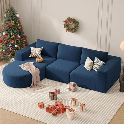 Modular Sectional Sofa with L-Shape Chaise,Cloud Sectional Modern Sleeper Couch with Deep Seat,Sponge Compression Sofas with Rev